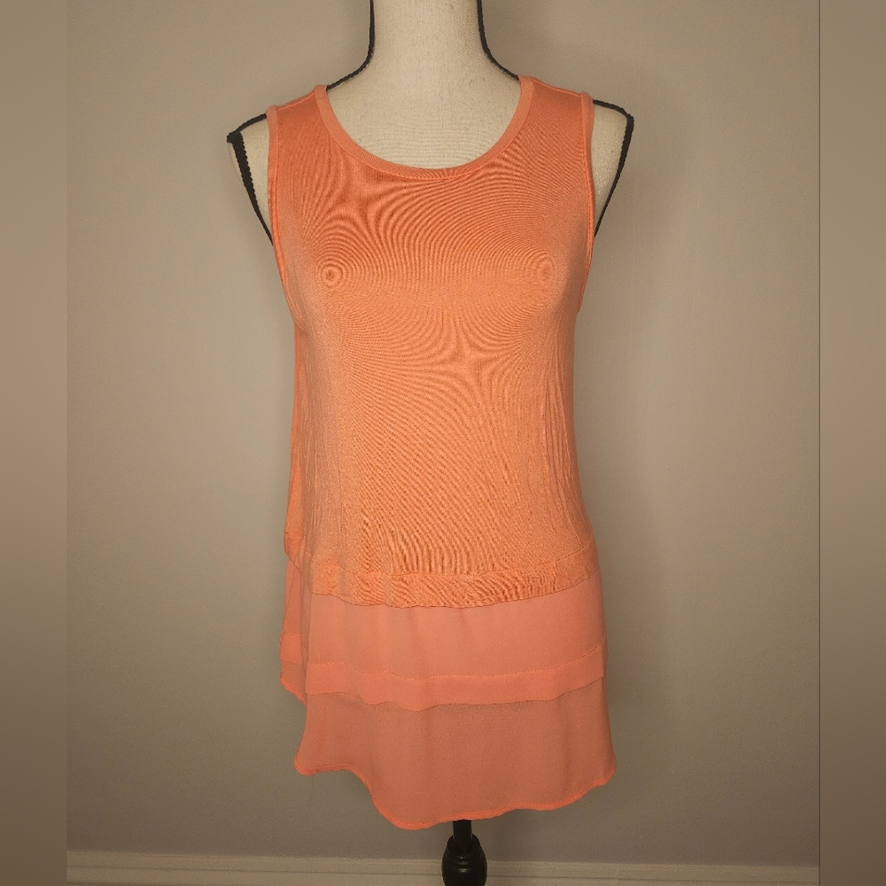 Michael Michael Kors Vibrant Orange Layered Tank Top - Picture 2 of 5